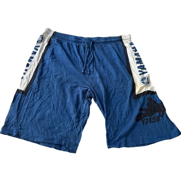 Vintage Yamaha Racing Lounge Shorts L  Blue Cotton Jersey Pajama Sleepwear Y2K